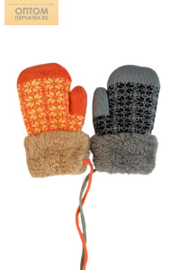 Варежки детские (1-3г) вязаные утепленные